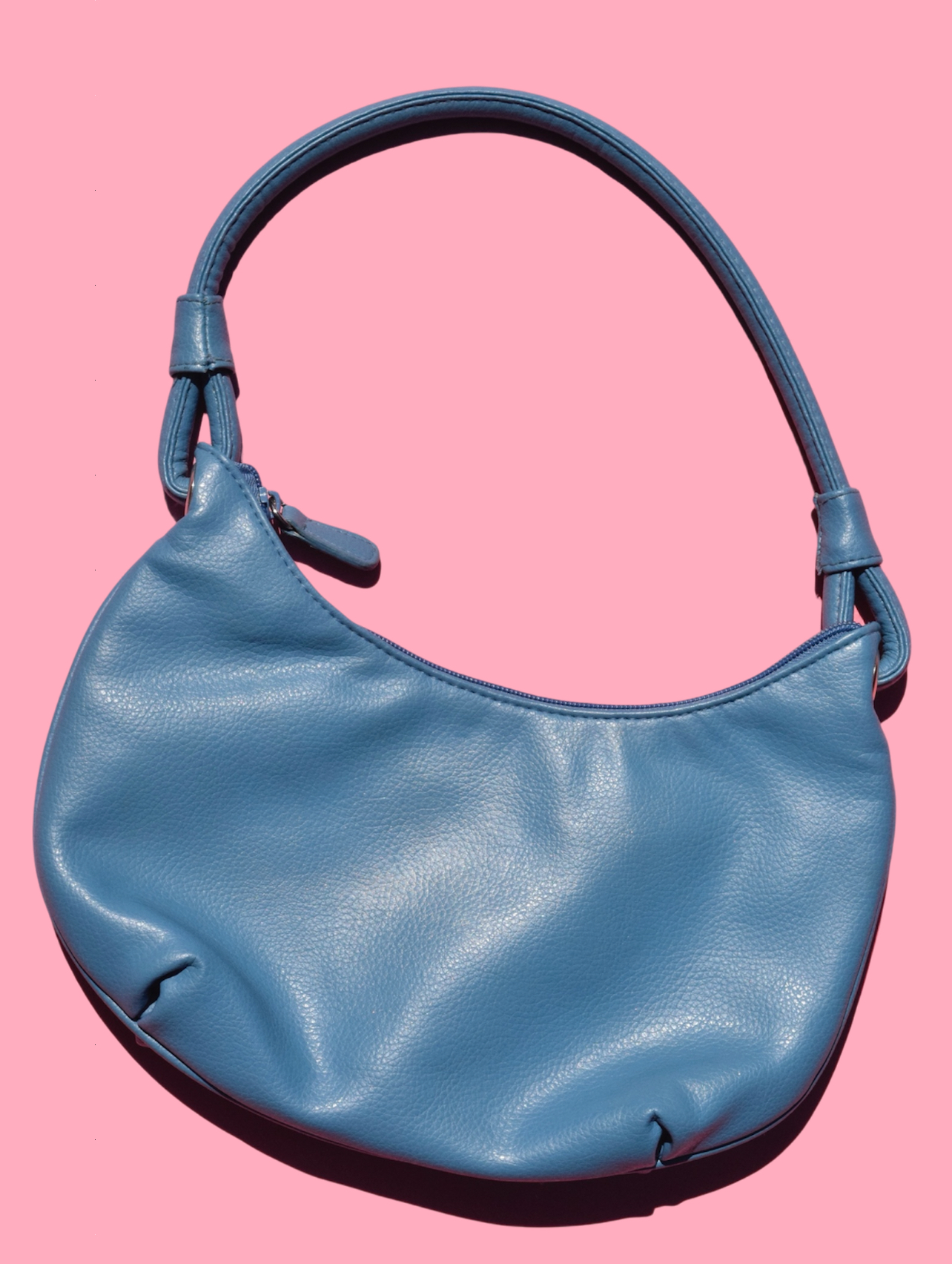 y2k 2000s Baby Blue Leather Shoulder Bag
