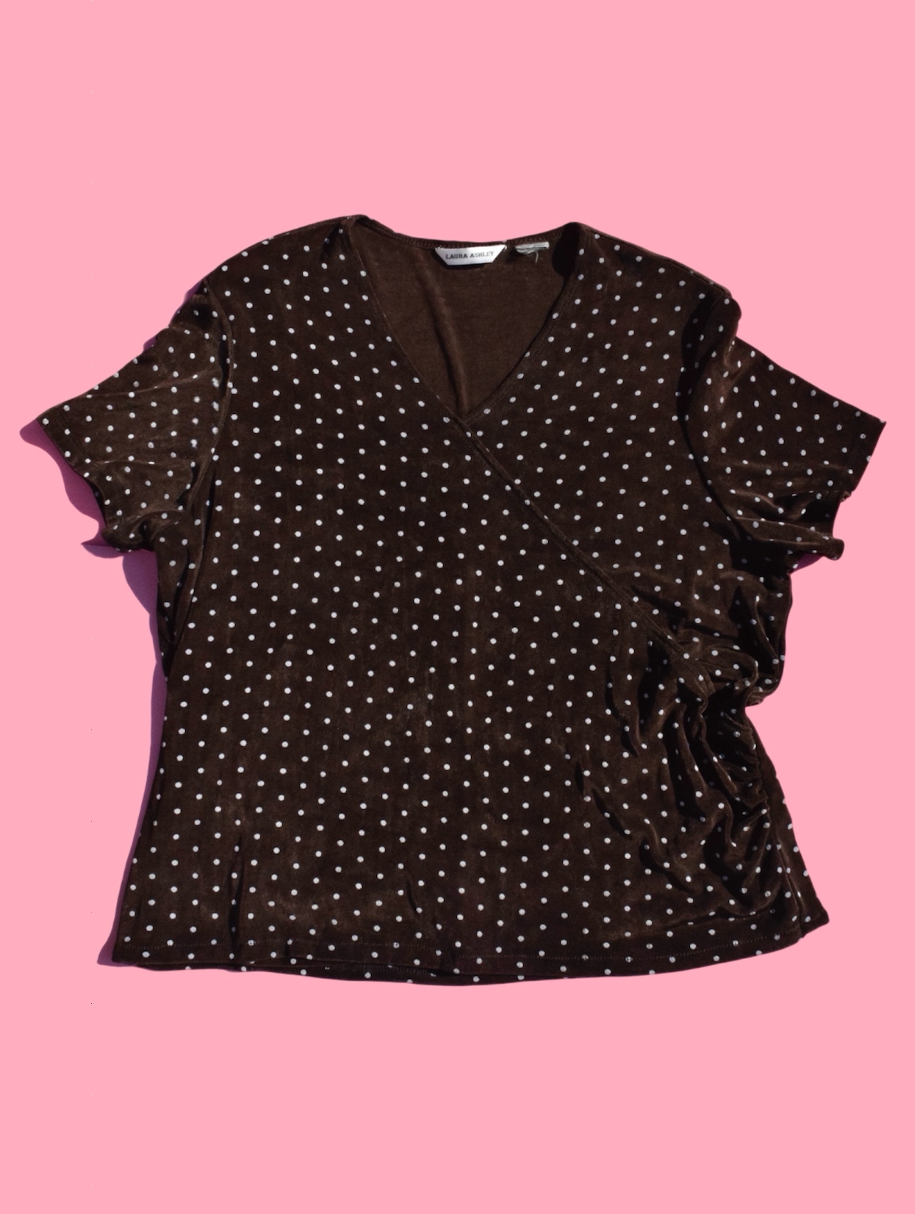2000s Slinky Brown Polka Dot Skirt & Top Set