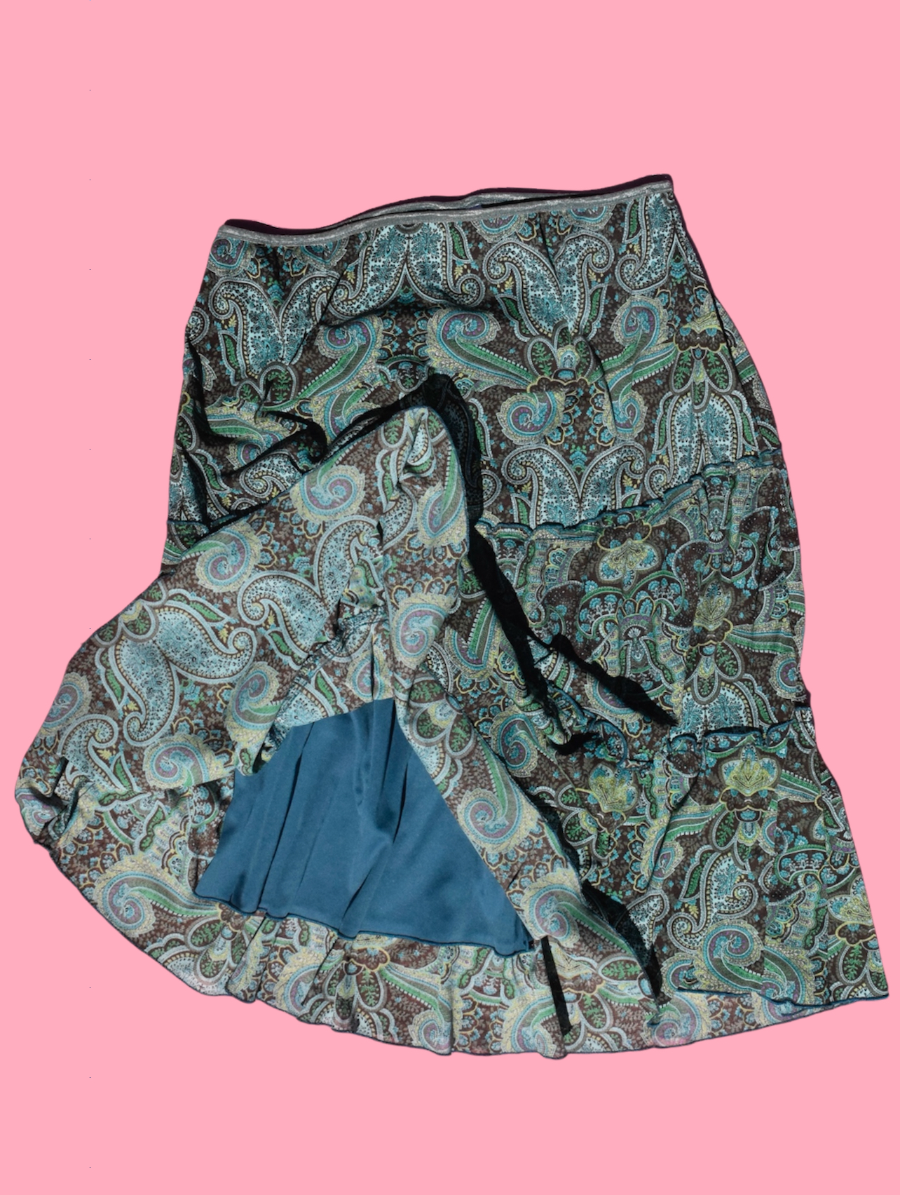 Paisley Print Tiered Boho Skirt