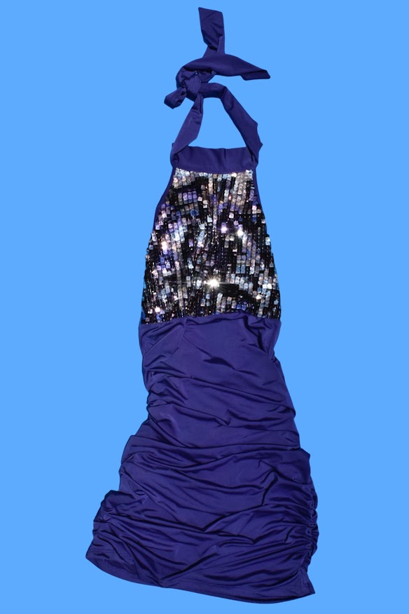 2000s Ruched Sequenced Mini Halter Dress