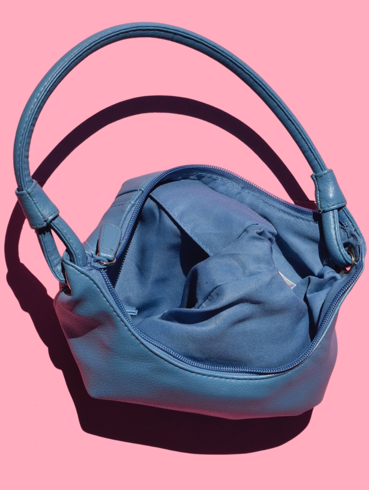 y2k 2000s Baby Blue Leather Shoulder Bag