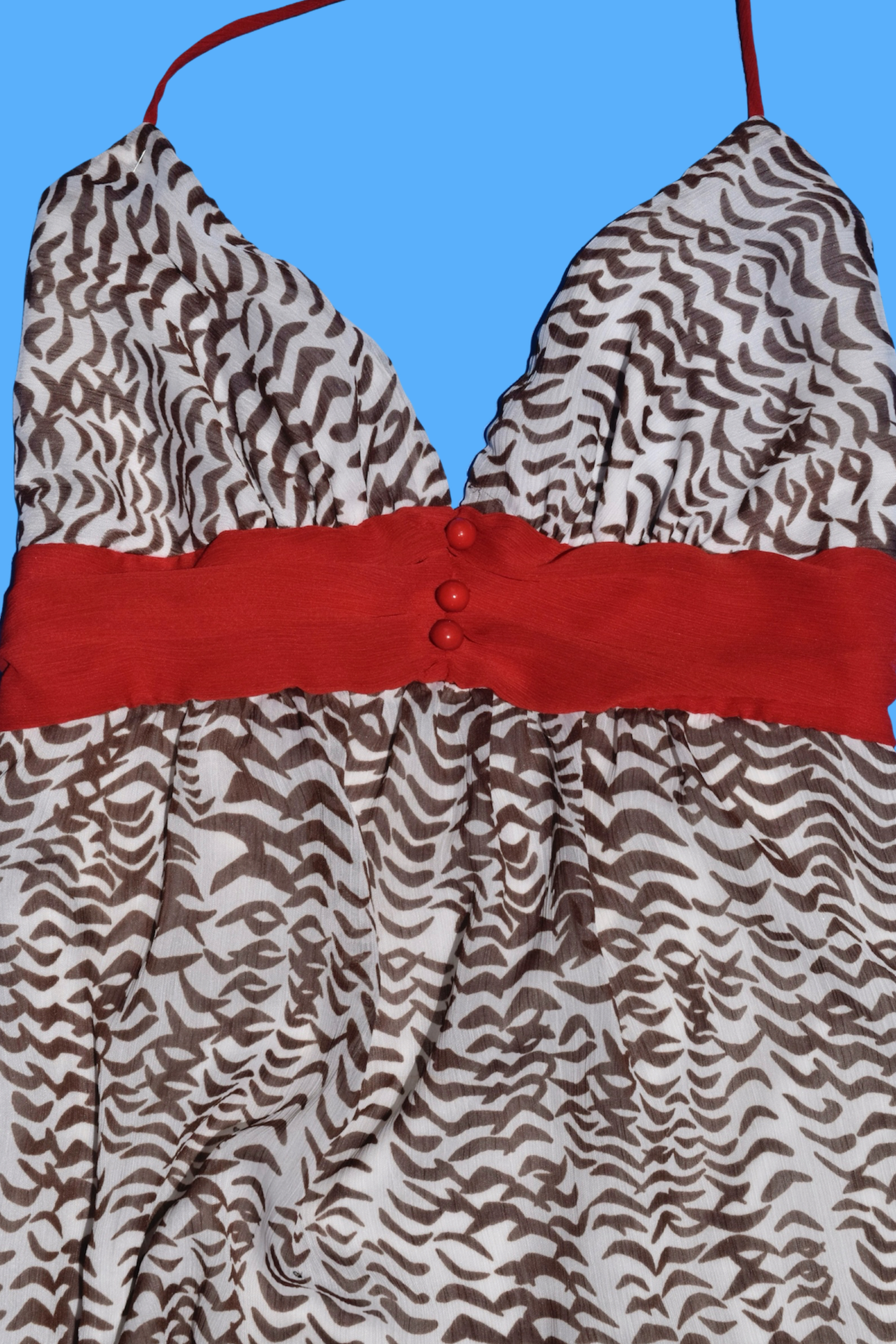 Y2K 2000s Boho Indie Sleaze Zebra Print Halter Babydoll Top 