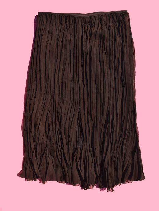 Brown Pleated Midi Skirt