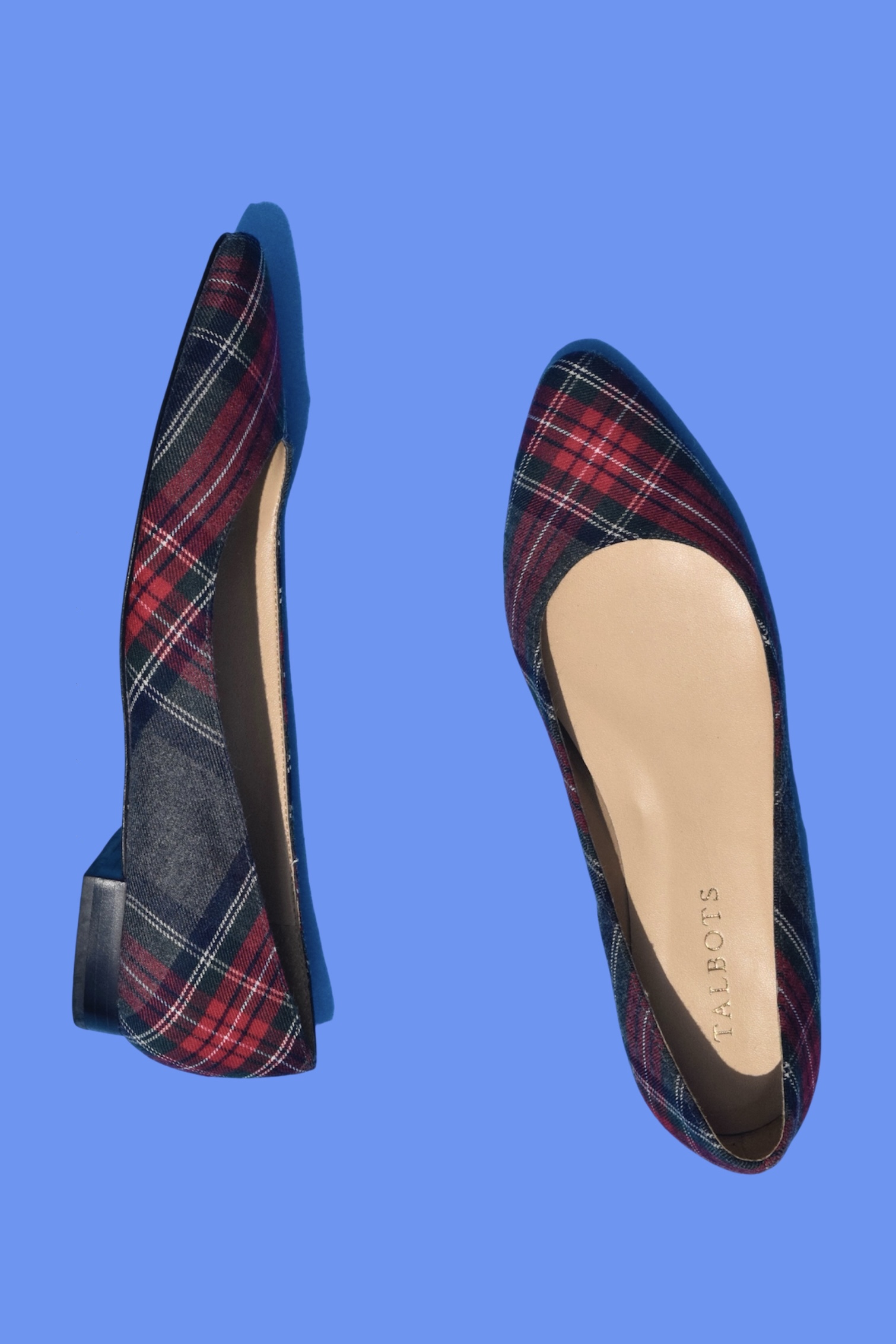 Vintage 90s Plaid Pointed Toe Flats 7M