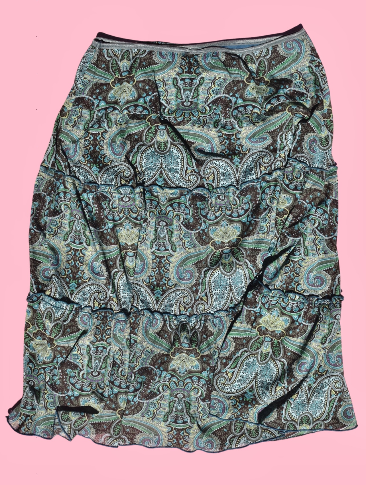 Paisley Print Tiered Boho Skirt