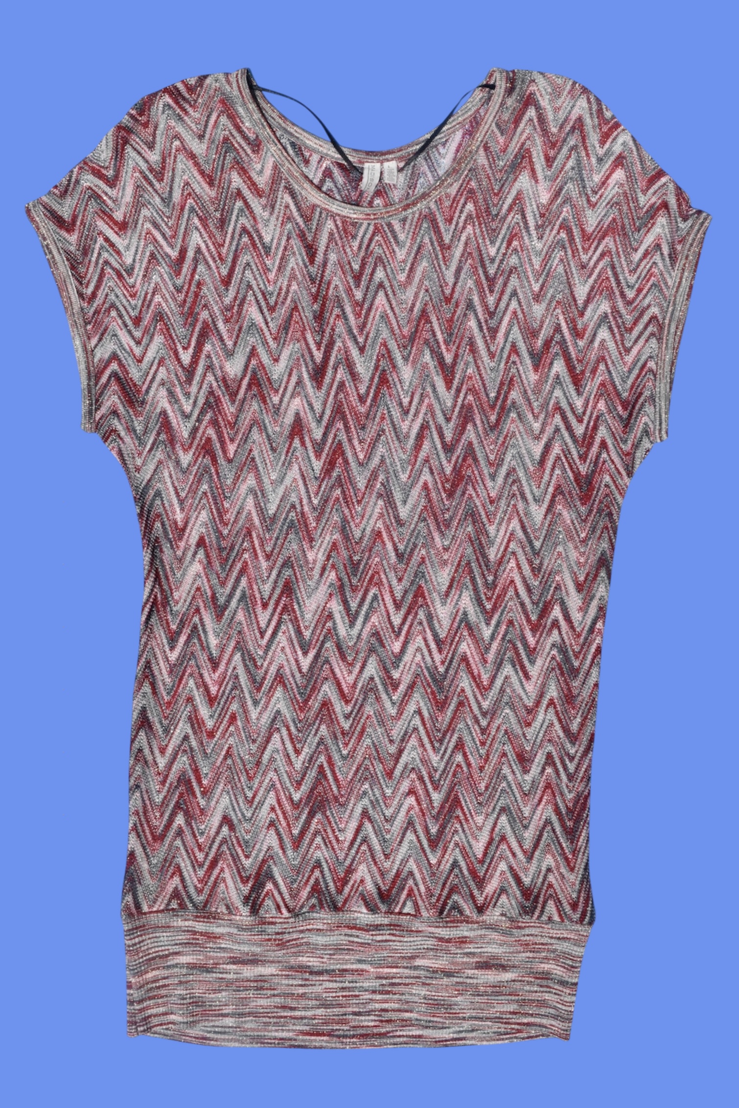 Missoni Style Zigzag Knit Blouson Top 