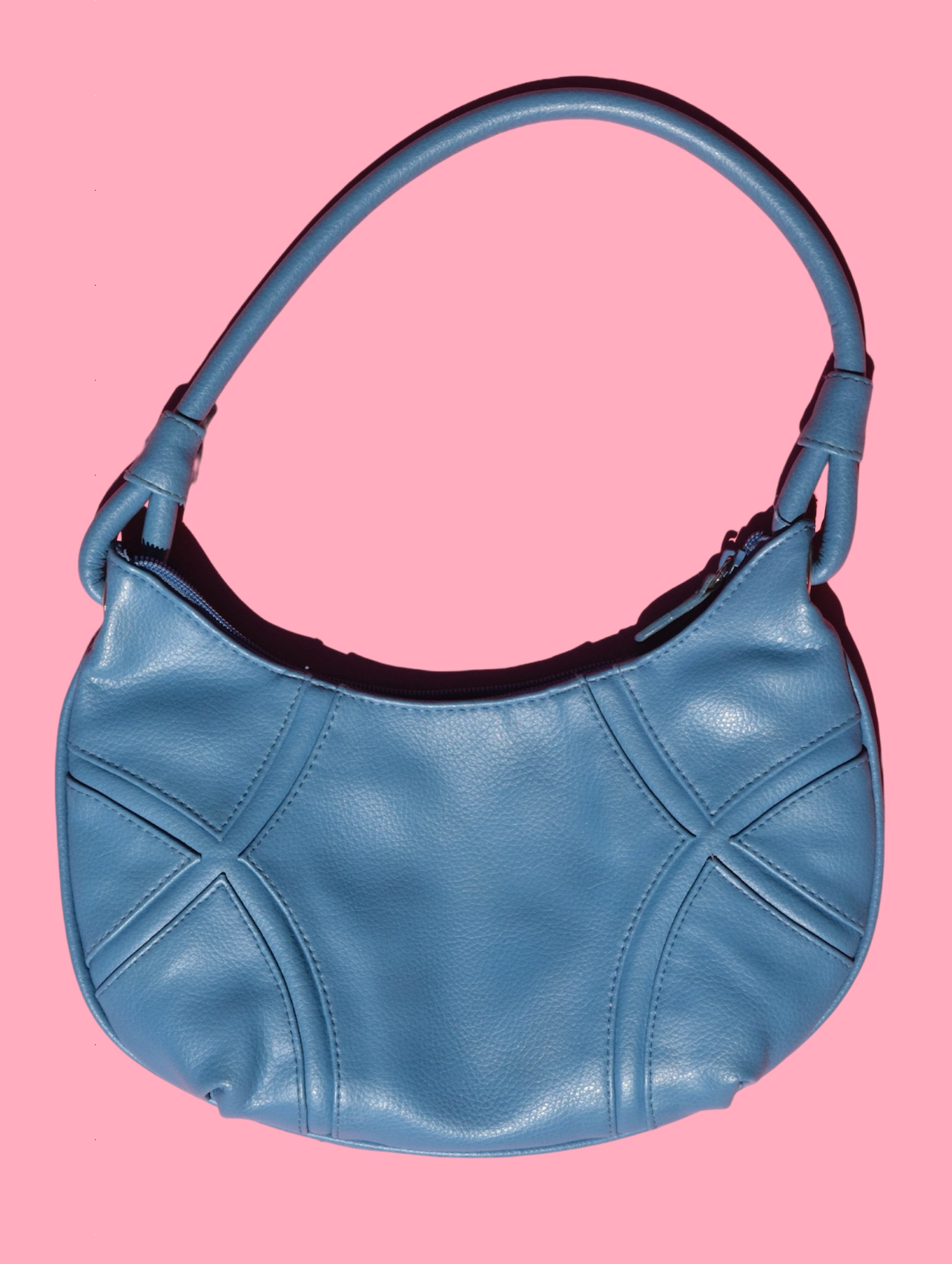 y2k 2000s Baby Blue Leather Shoulder Bag