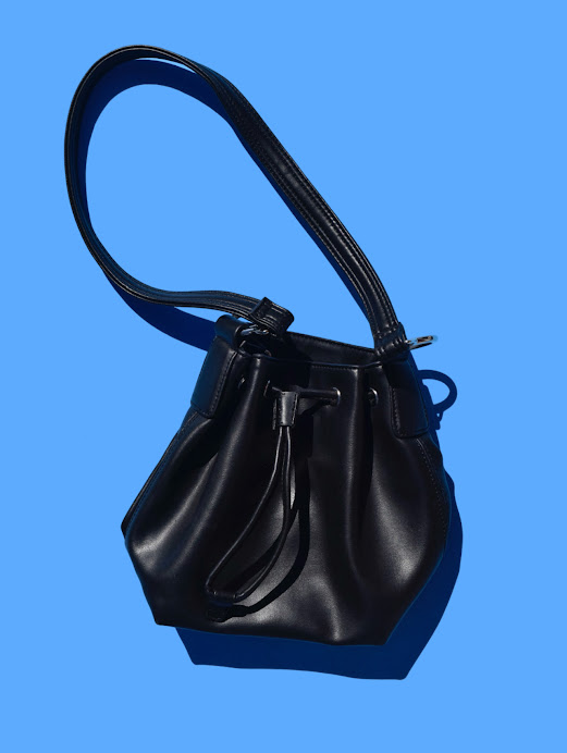 Black Leather Bucket Bag