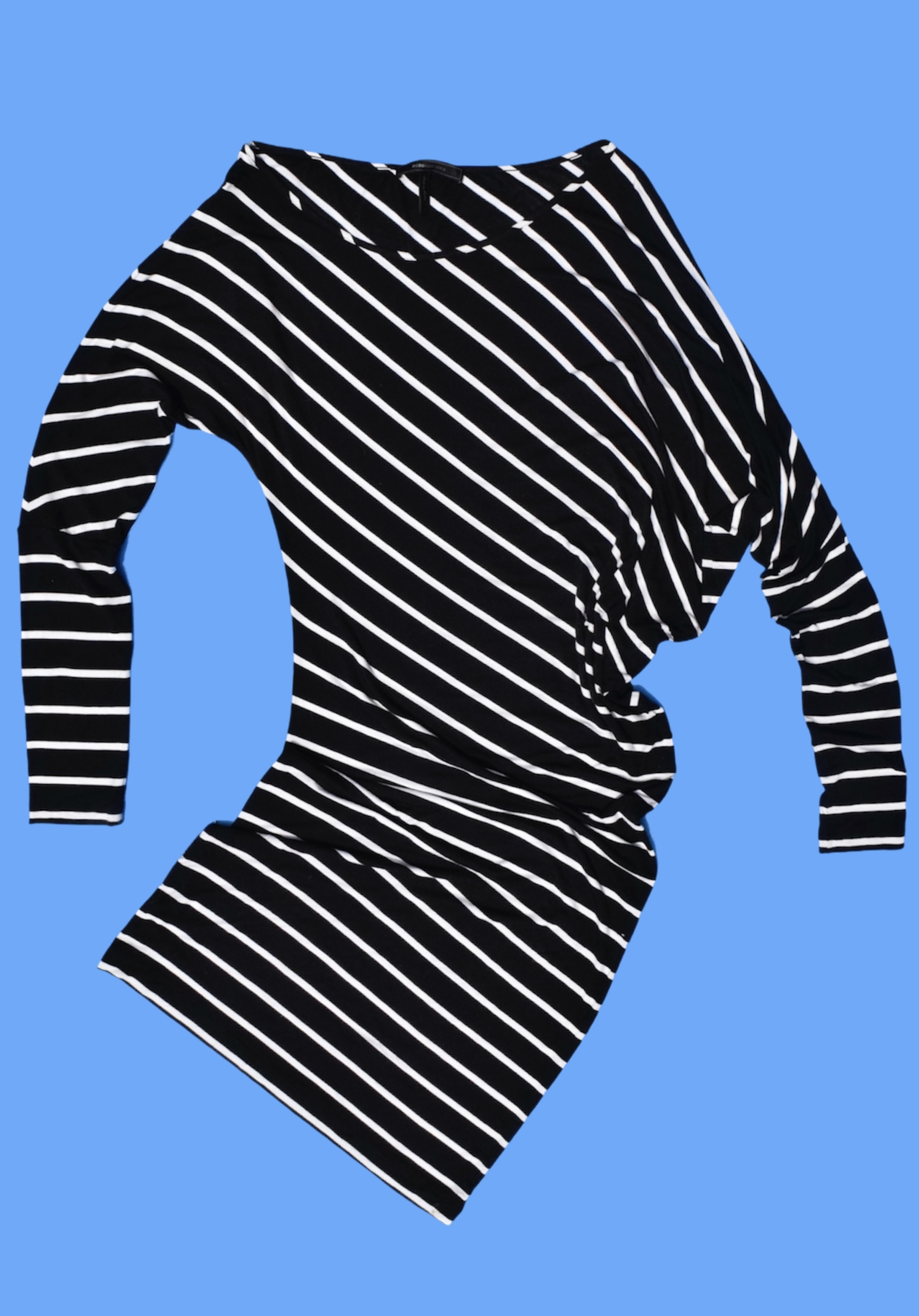 Archival 2010s Off the Shoulder Indie Sleaze Striped Dress