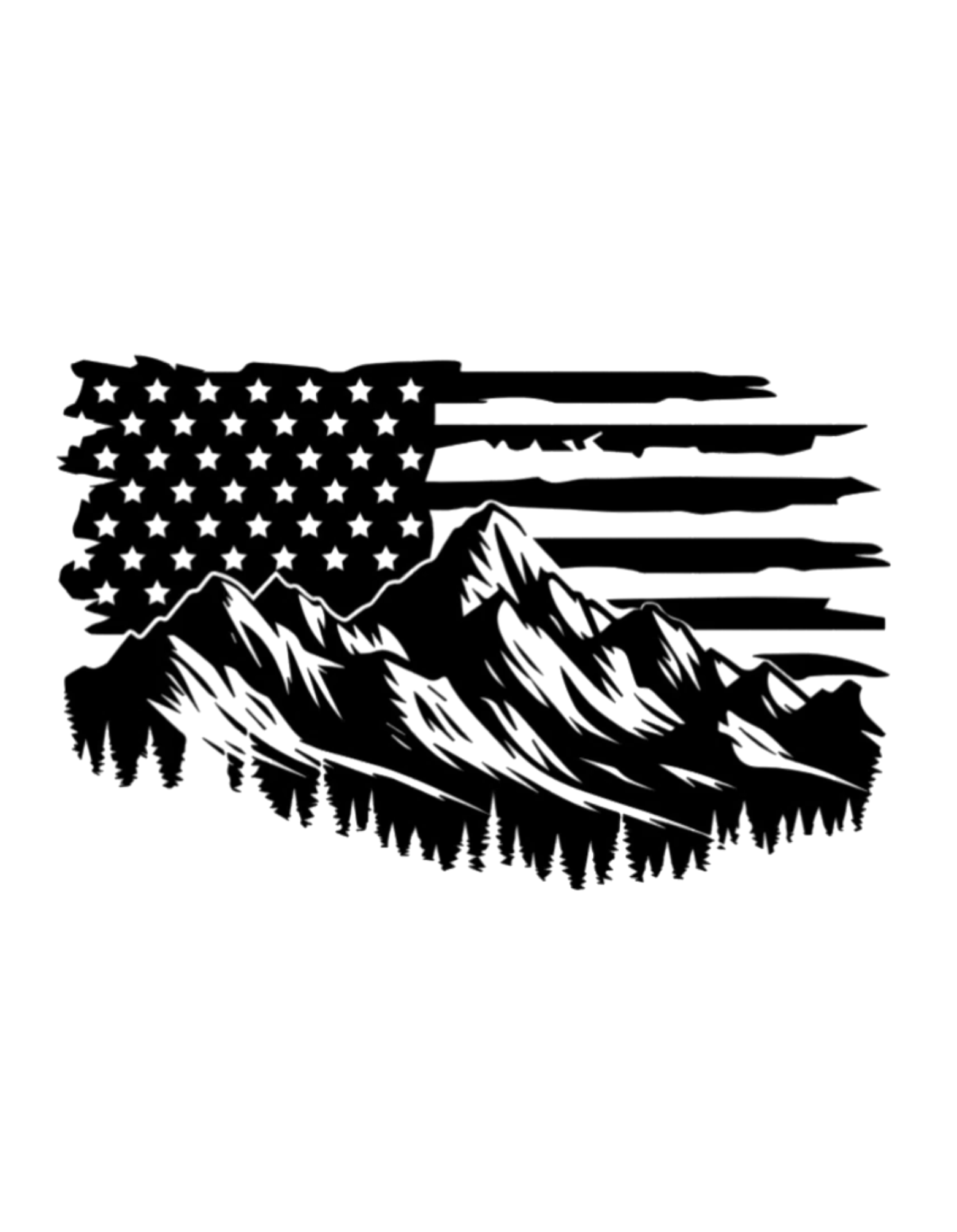 American Flag and Mountains Window Decal