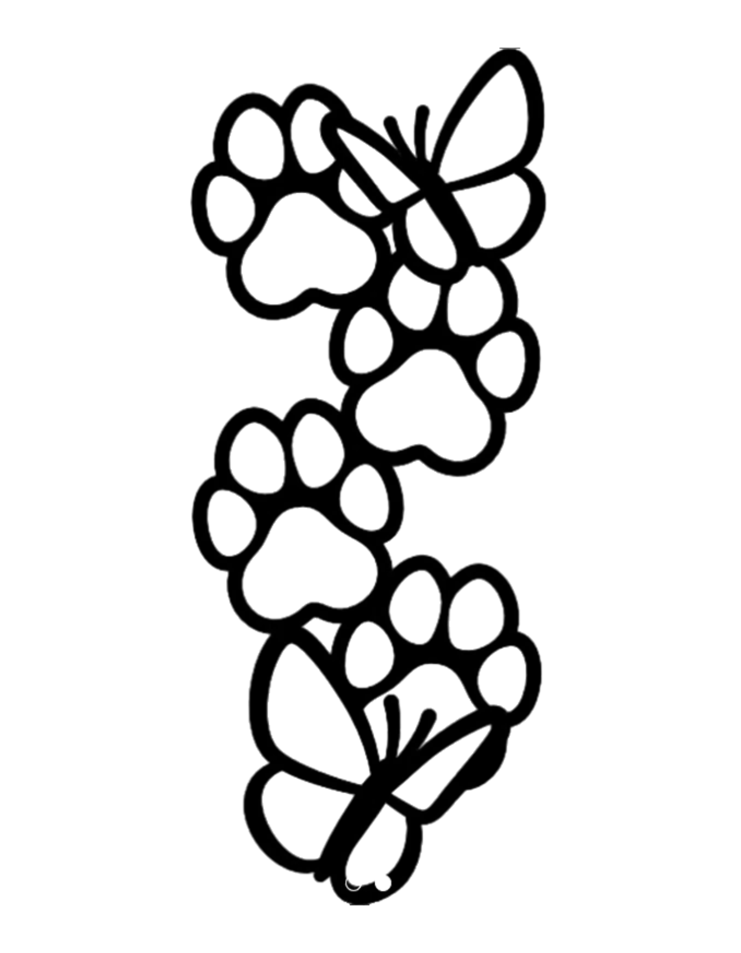 Paw Prints and Butterflies Window Decal