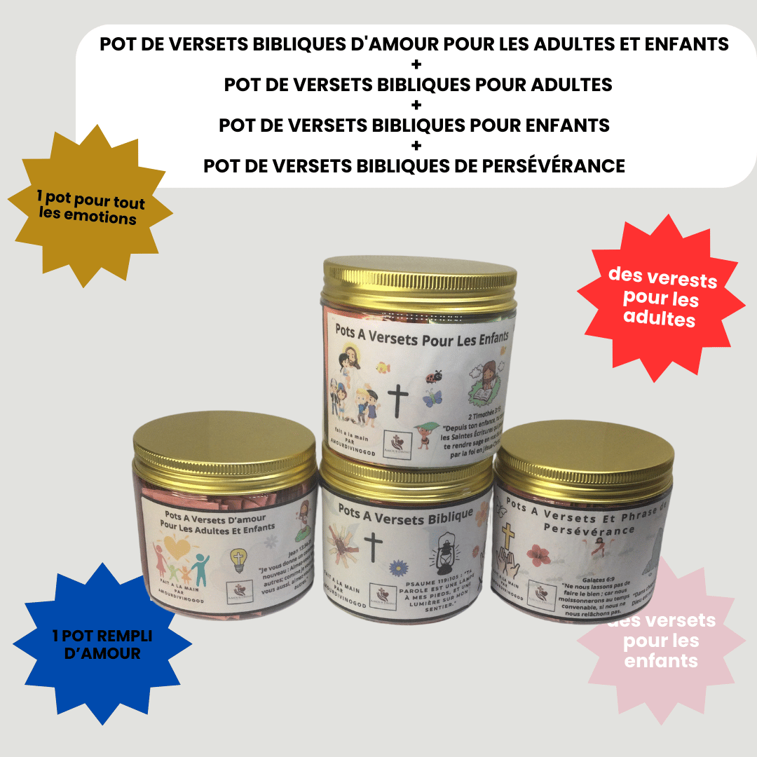 🌟 4 Pots Spirituels à Versets Bibliques- Une Offre remplie de bénédictions ! 🙏💖