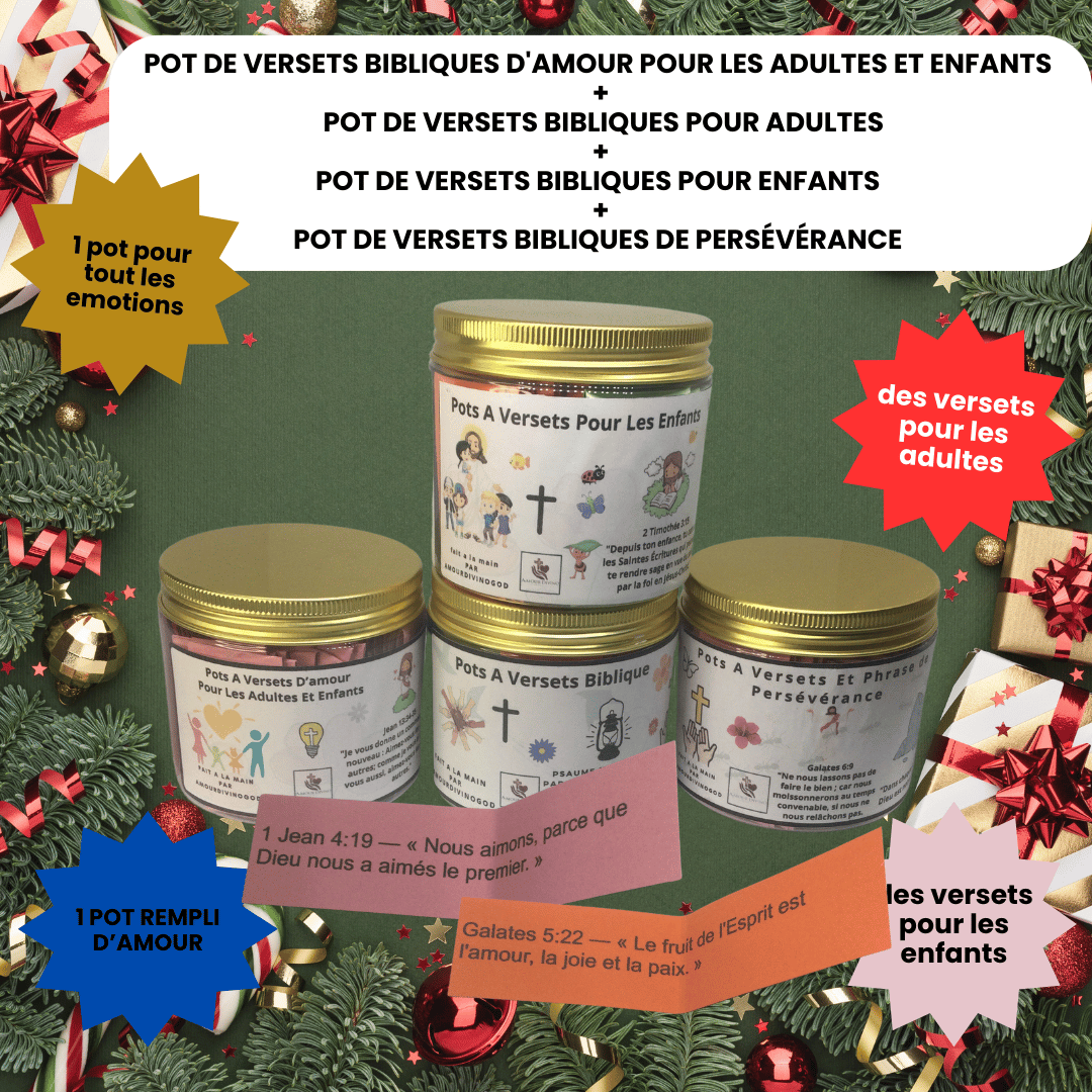 🌟 4 Pots Spirituels à Versets Bibliques- Une Offre remplie de bénédictions ! 🙏💖