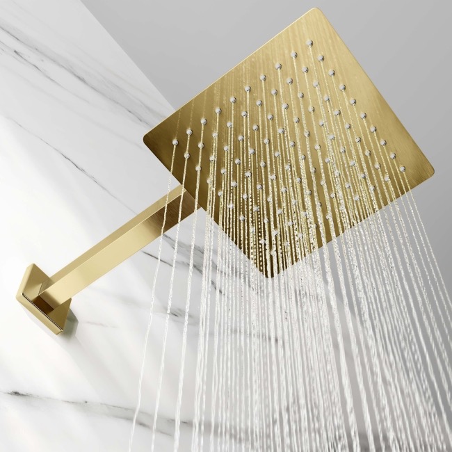 Luxury Square Gold Rainfall Shower Head