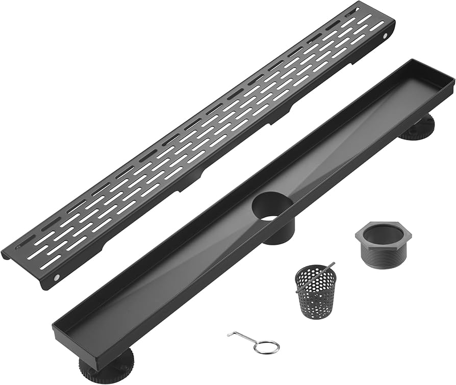 Rectangular Black Shower Drain Kit