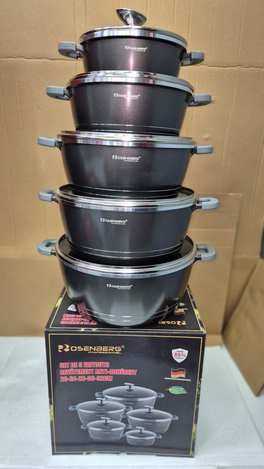 Faitout en pierre 5 Pièces 20/24/28/30/32cm RB