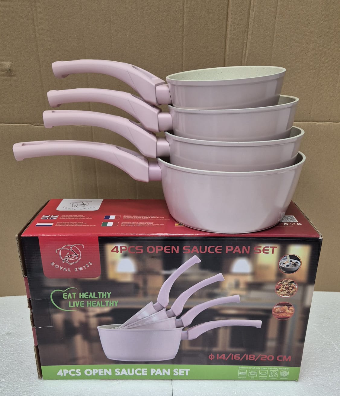 Set de 4 casseroles Rose en pierre 14/16/18/20cm RS