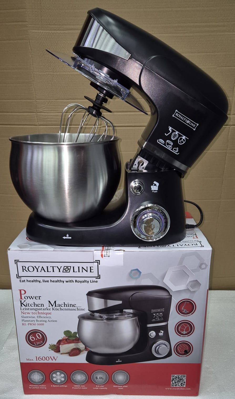 Robot Pétrin 3 têtes 6L Noir 1600W ROYALTY LINE