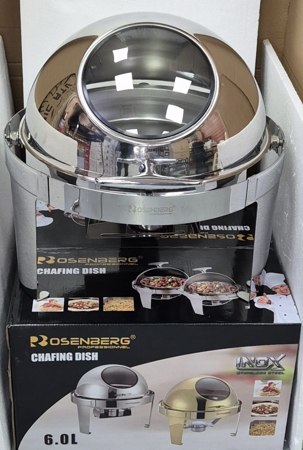 Chafing Dish Rond Argenté 6L 