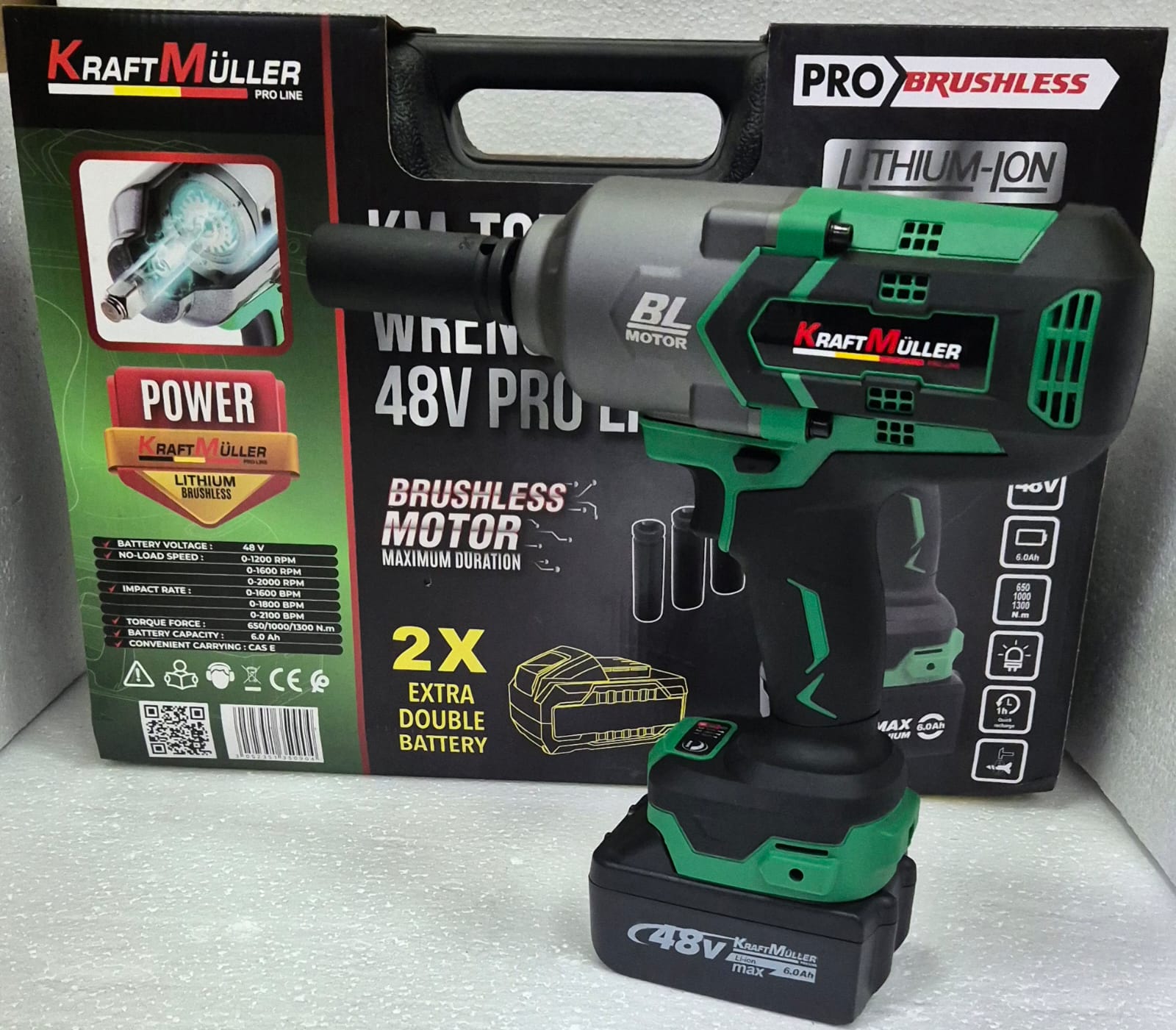 Clé à choc 48V 6Ah 1300Nh Kraft Muller