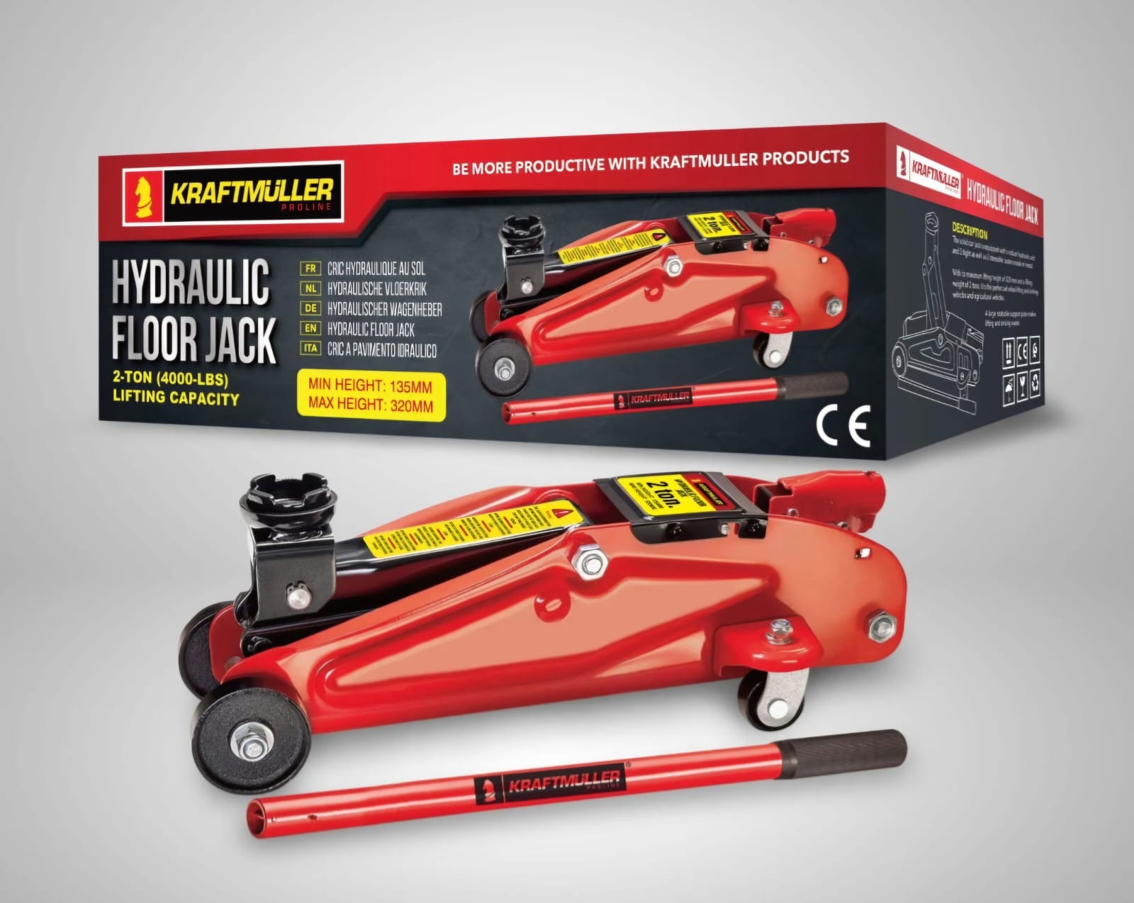 Cric Hydraulique sur roue 2T Kraft Muller