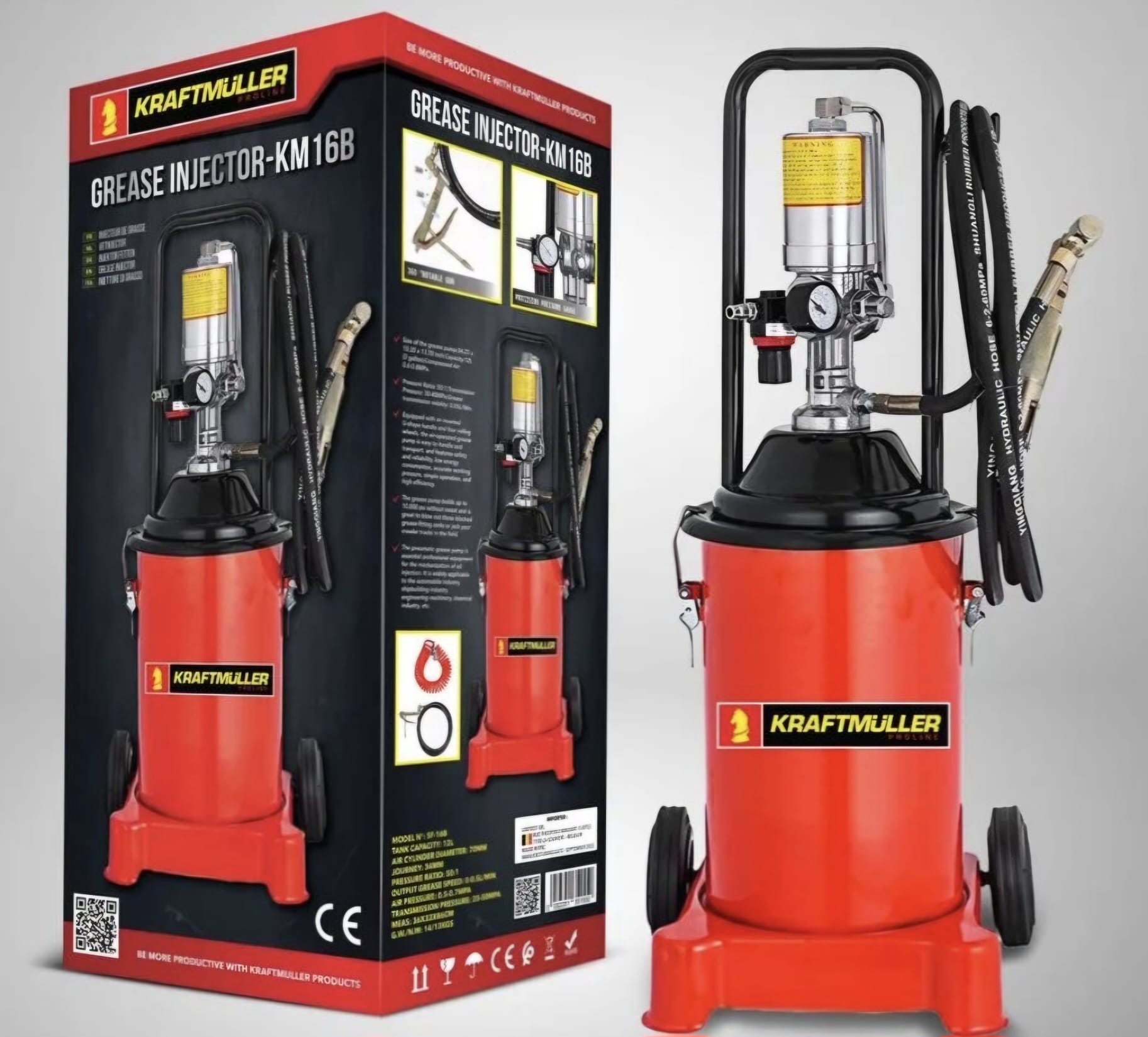 Pompe à graisse pneumatique 12L Kraft Muller