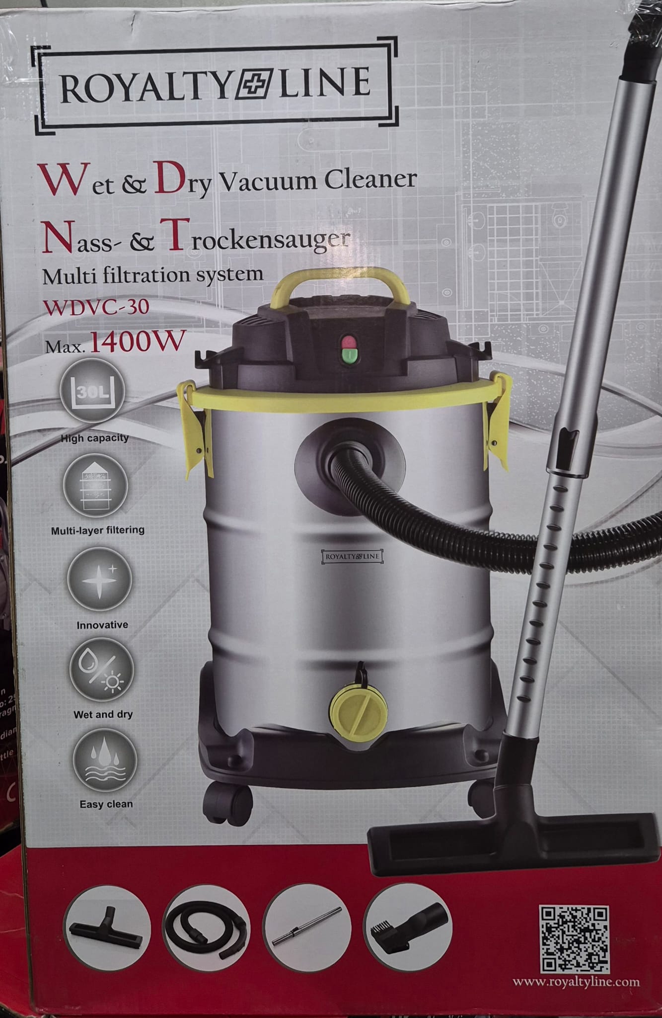Aspirateur eau et poussière 30L 1400W ROYALTY LINE