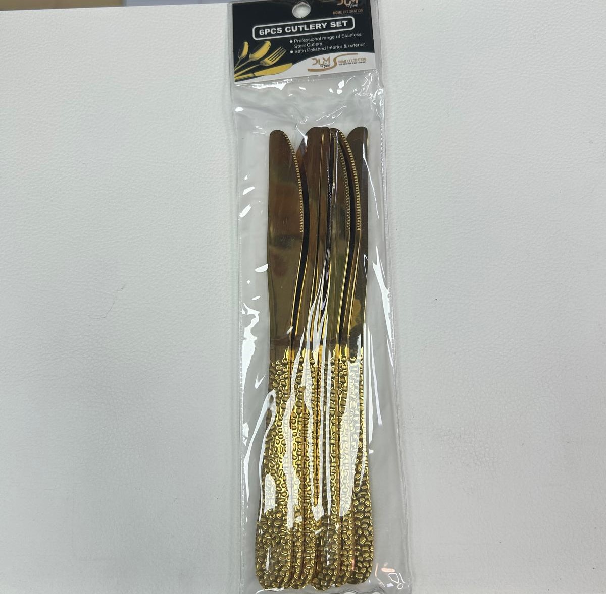 Set de 6 couteaux manche martelé Doré DUM