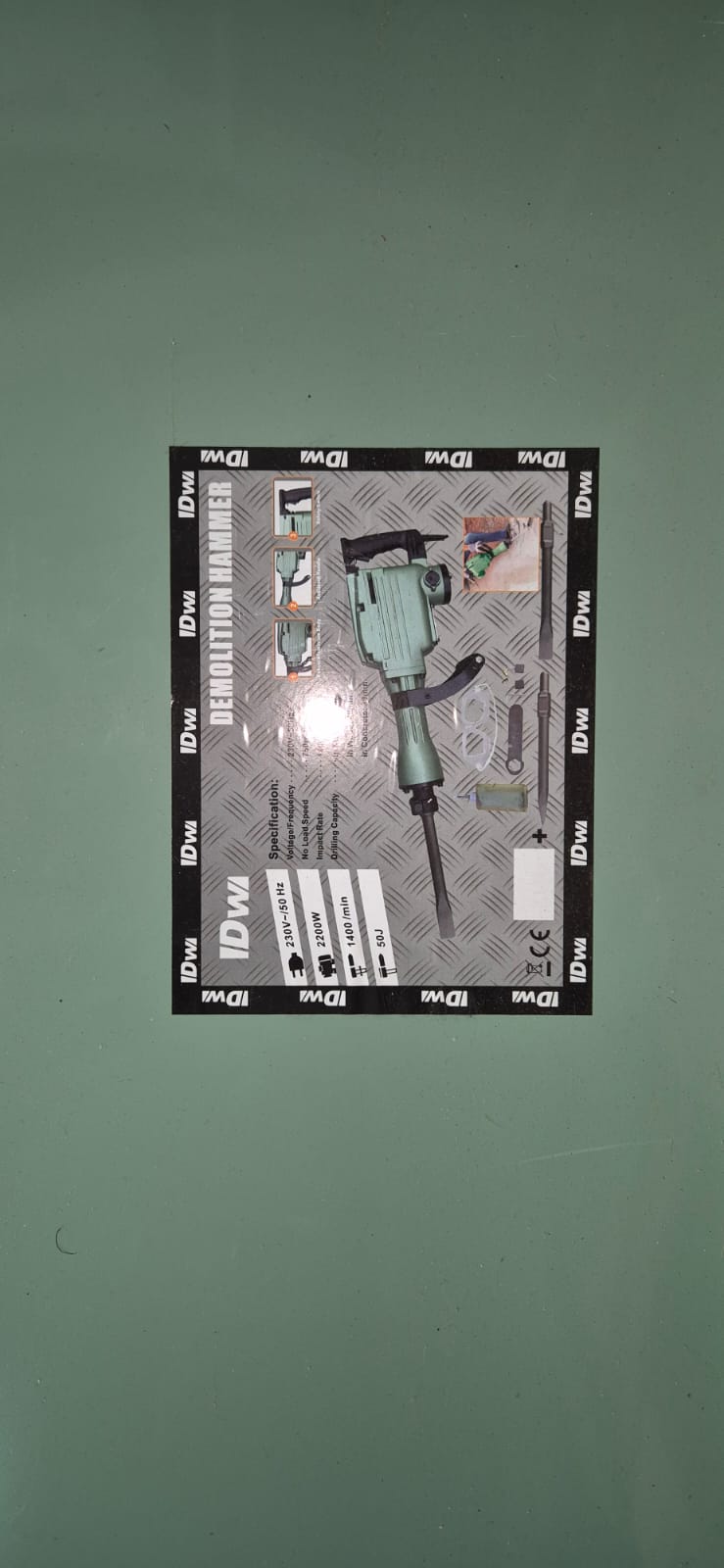 Marteau piqueur 2200W-50J- 1400/Min + 2 mèches IDW