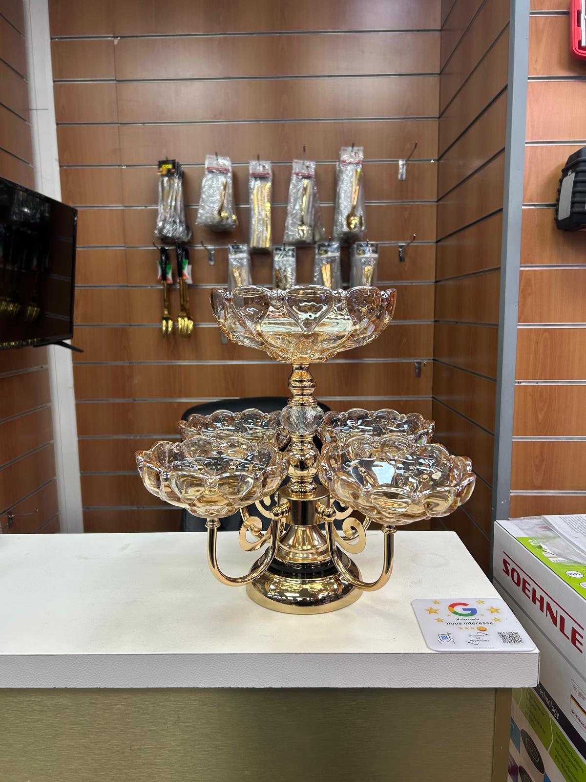 Présentoir Doré en verre 