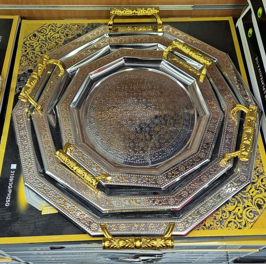 Plateau par 3 carré Doré/Argenté RB