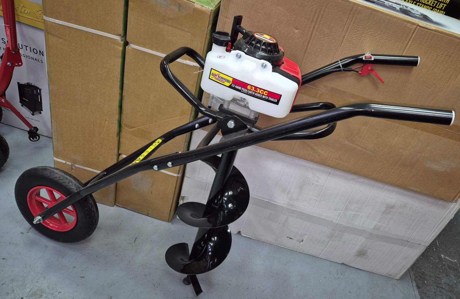 Tarière sur roue 63cc avec 3 mèches 100/150/200mm Extrême Tools