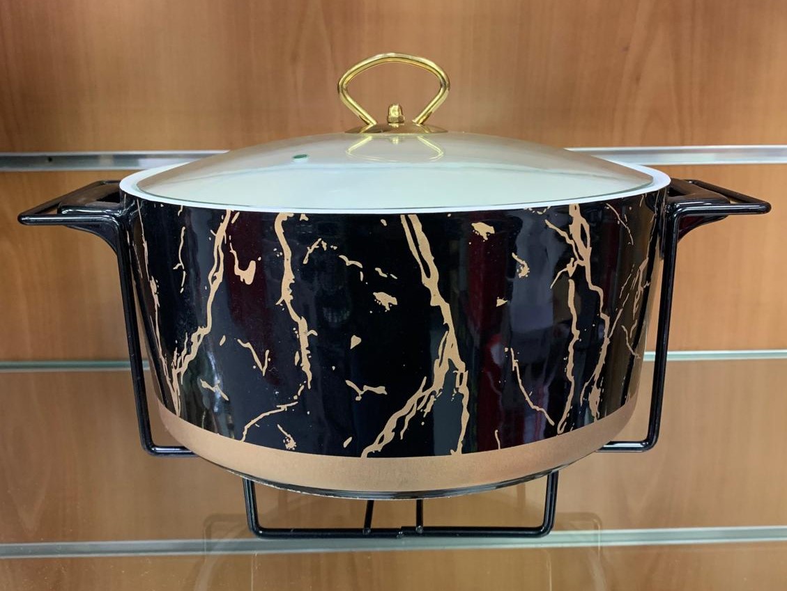 Soupière avec support réchaud noir/or ORIENT