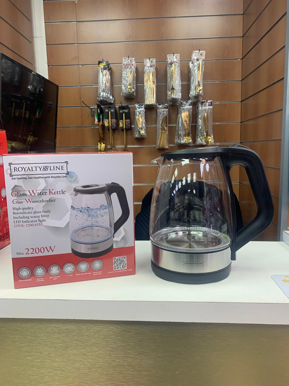 Bouilloire électrique LED en verre 1.7L 2200W RL