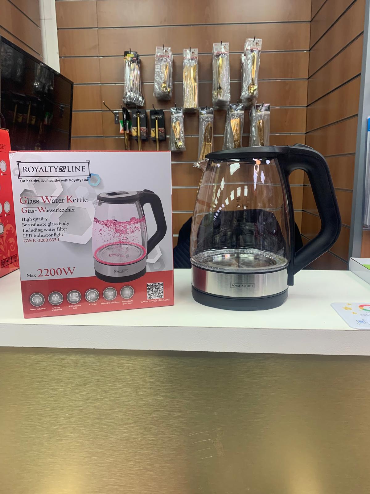 Bouilloire électrique LED en verre 1.7L 2200W RL