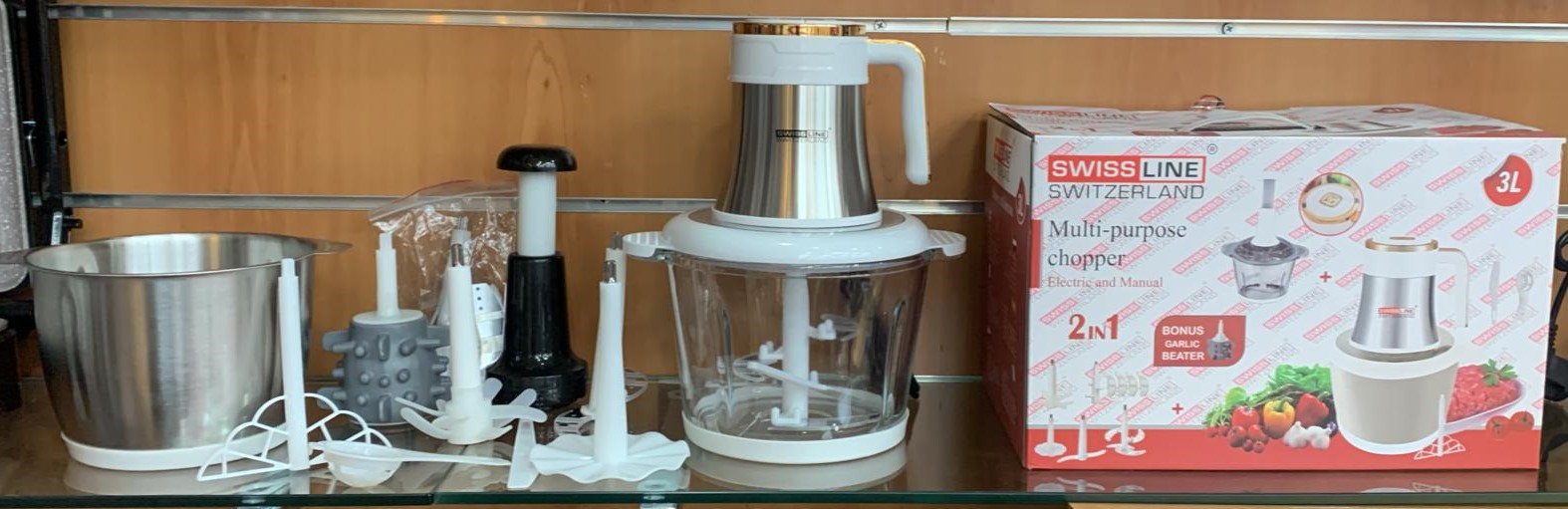 Hachoir 3L bac verre + bac inox SL