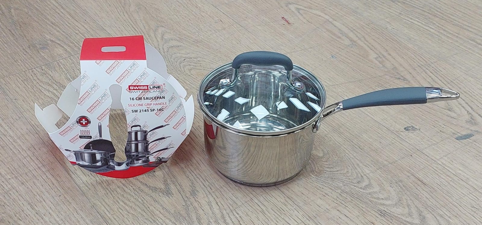 Casserole inox + couvercle 16cm poignée silicone SL