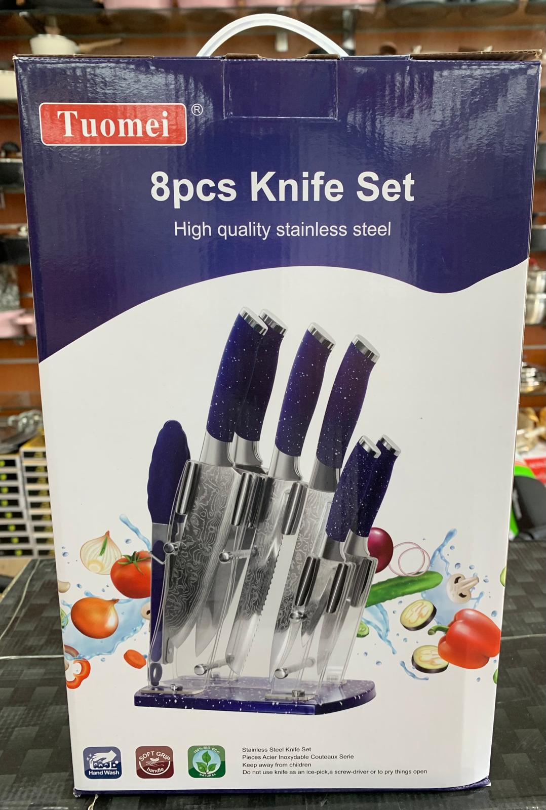 Couteaux socle moucheté 8pcs DH