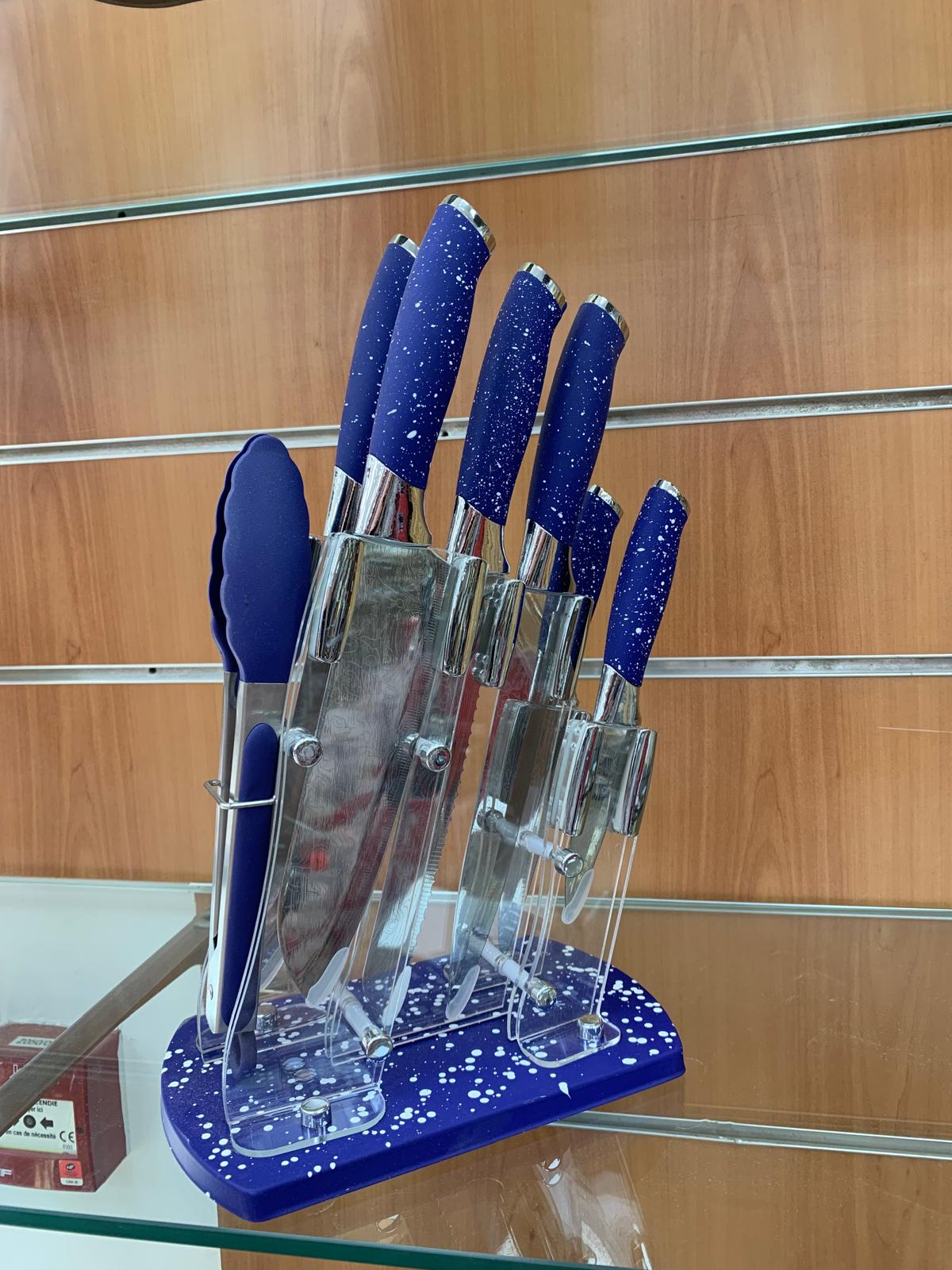 Couteaux socle moucheté 8pcs DH