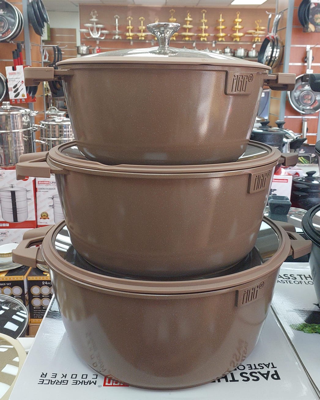 Faitout par 3 céramique 32/36cm/40cm 4 couleurs MGC