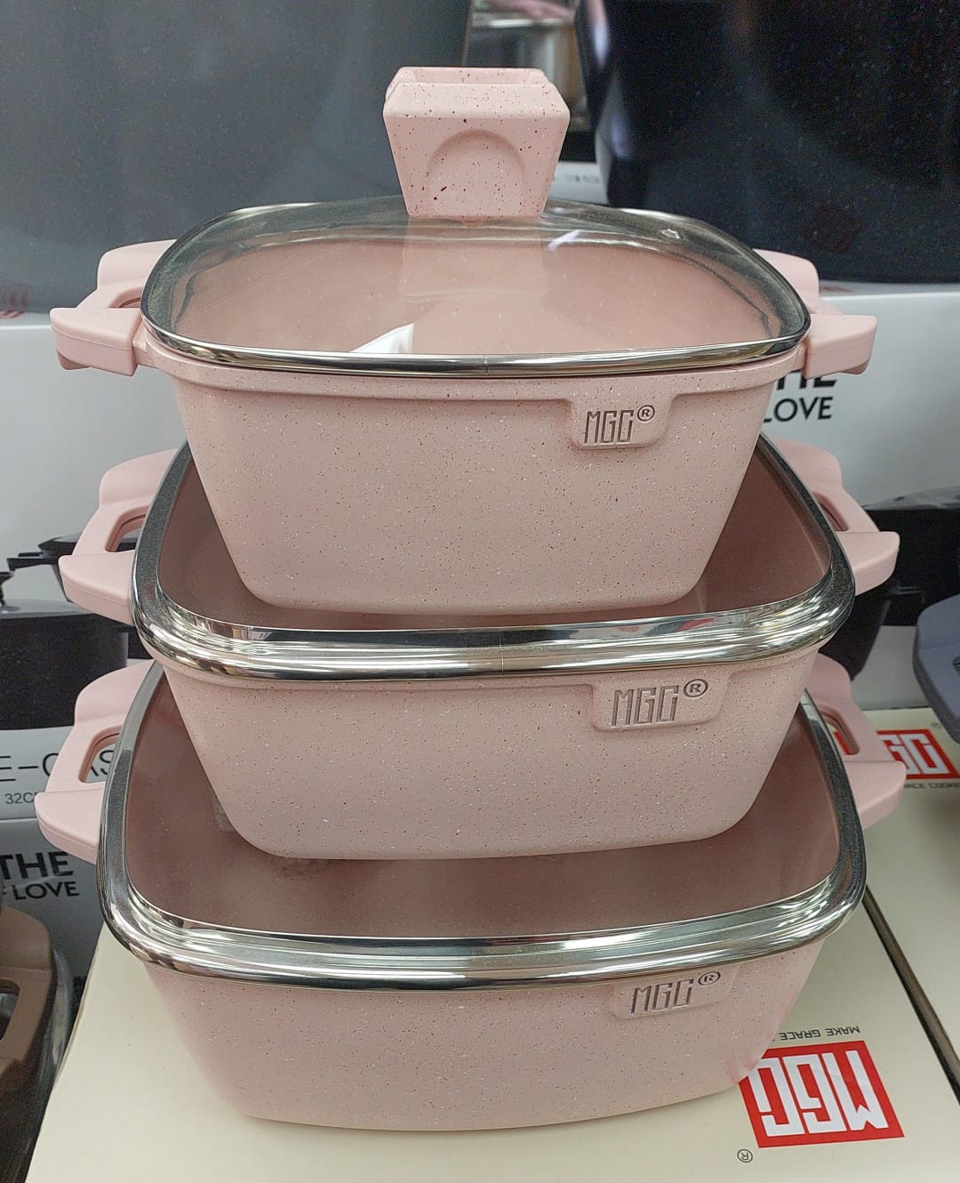 Faitout carré en céramique 20cm+24cm+28cm 5 coloris MGC