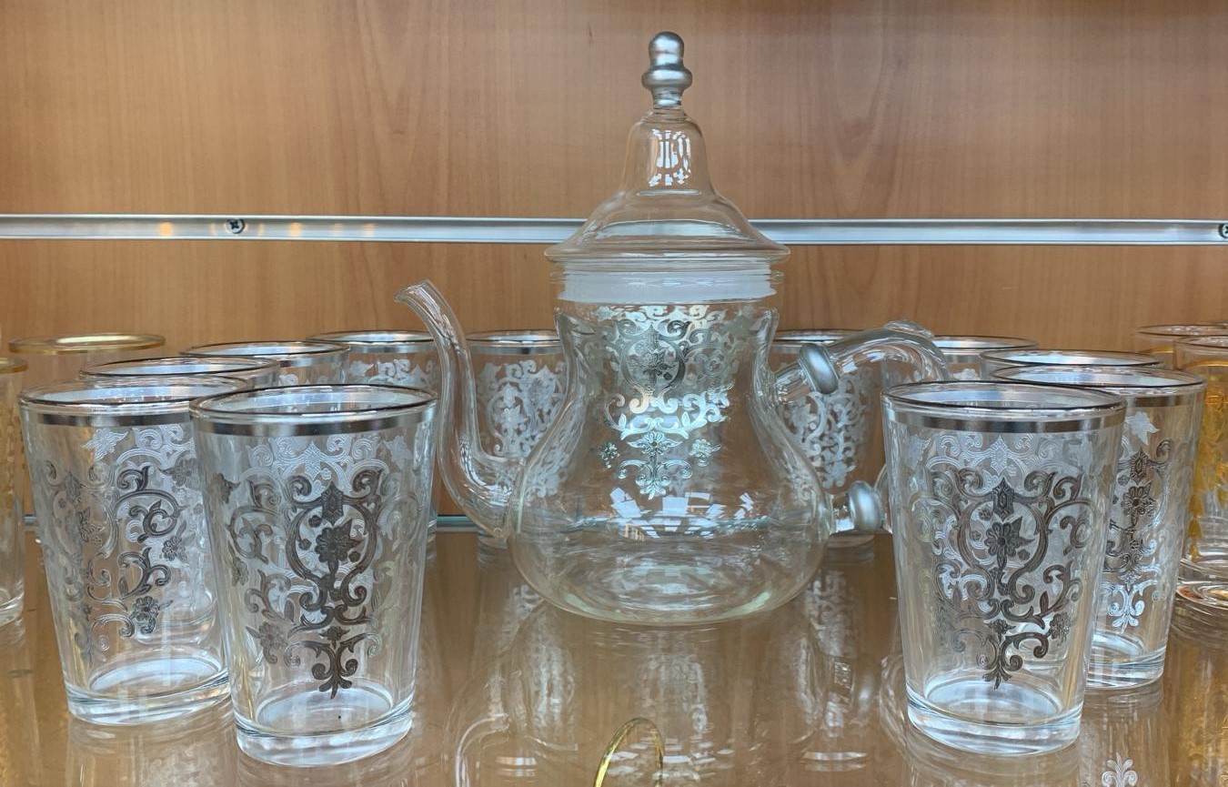 Théière en verre +12 verres Argenté SL