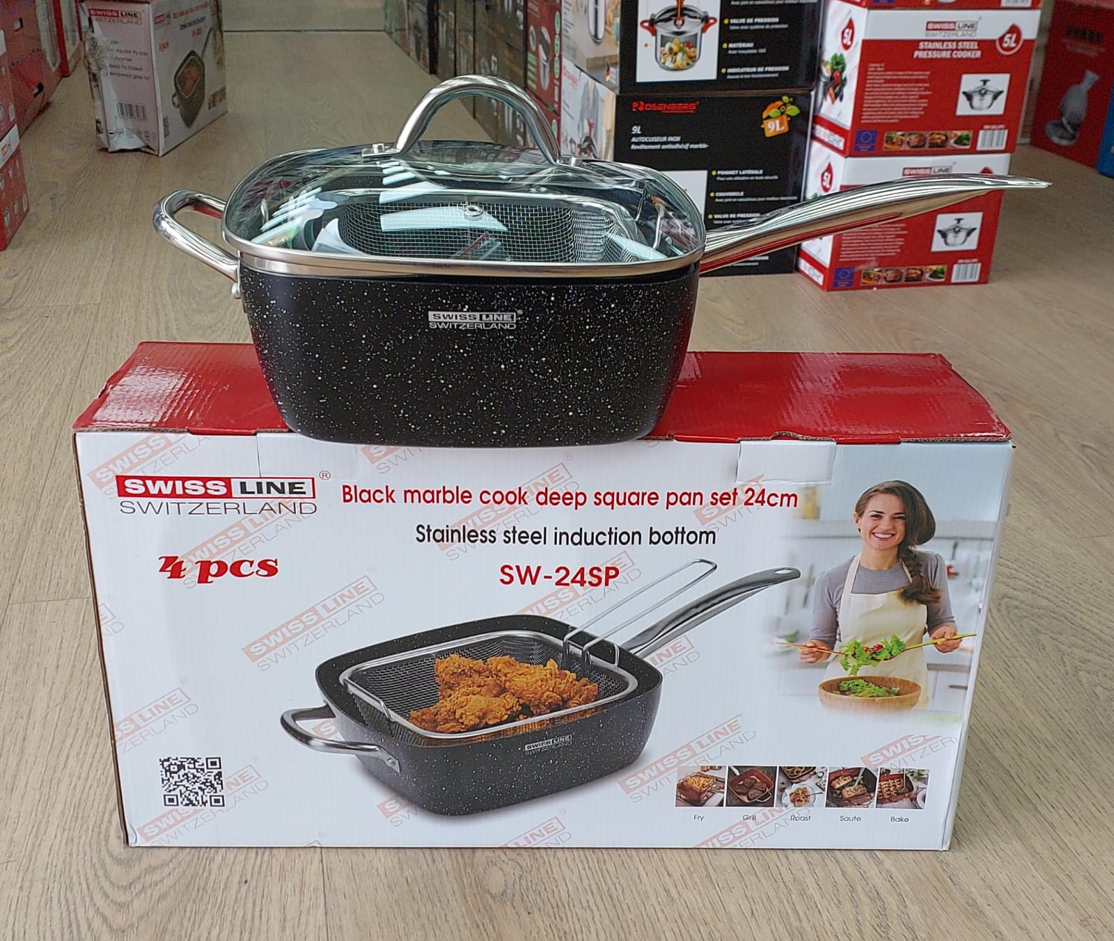Poêle Friteuse carré 24cm 4 en 1 SL