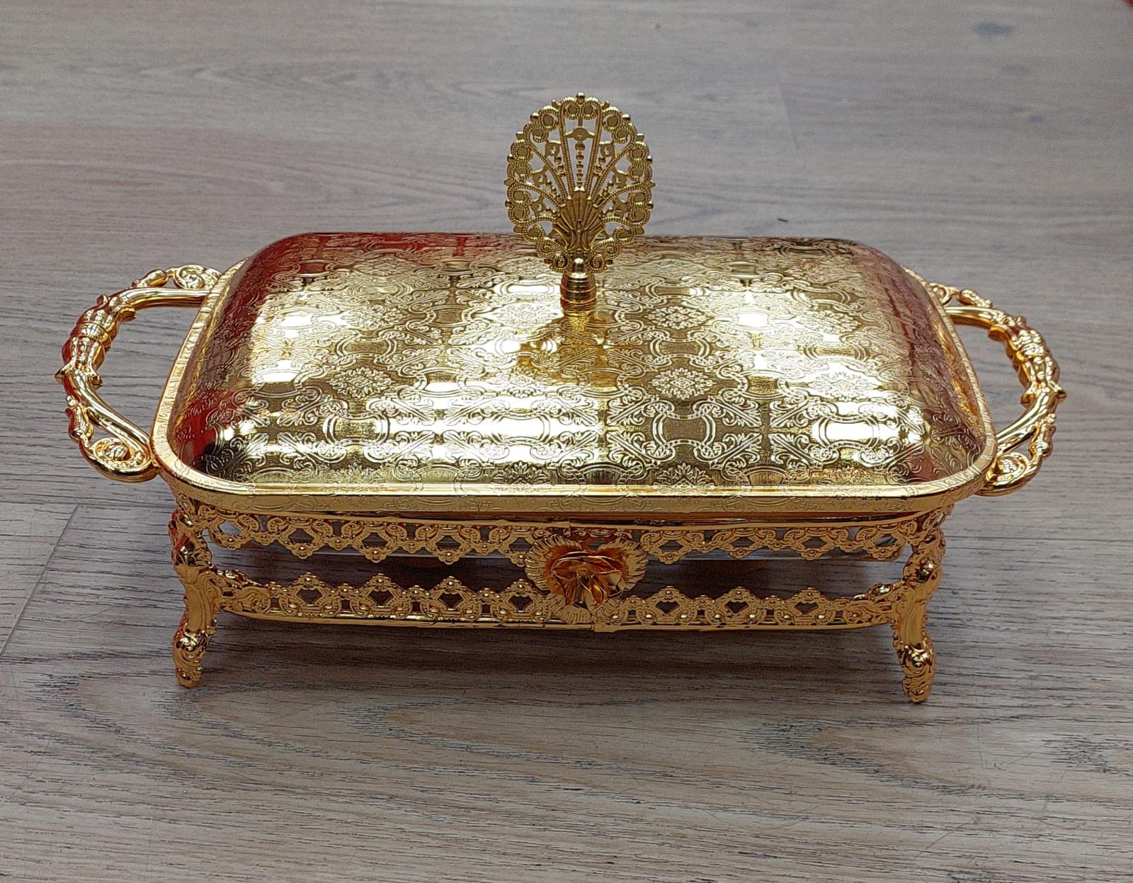 Chafing rectangle métal et verre avec 2 supports bougie DH