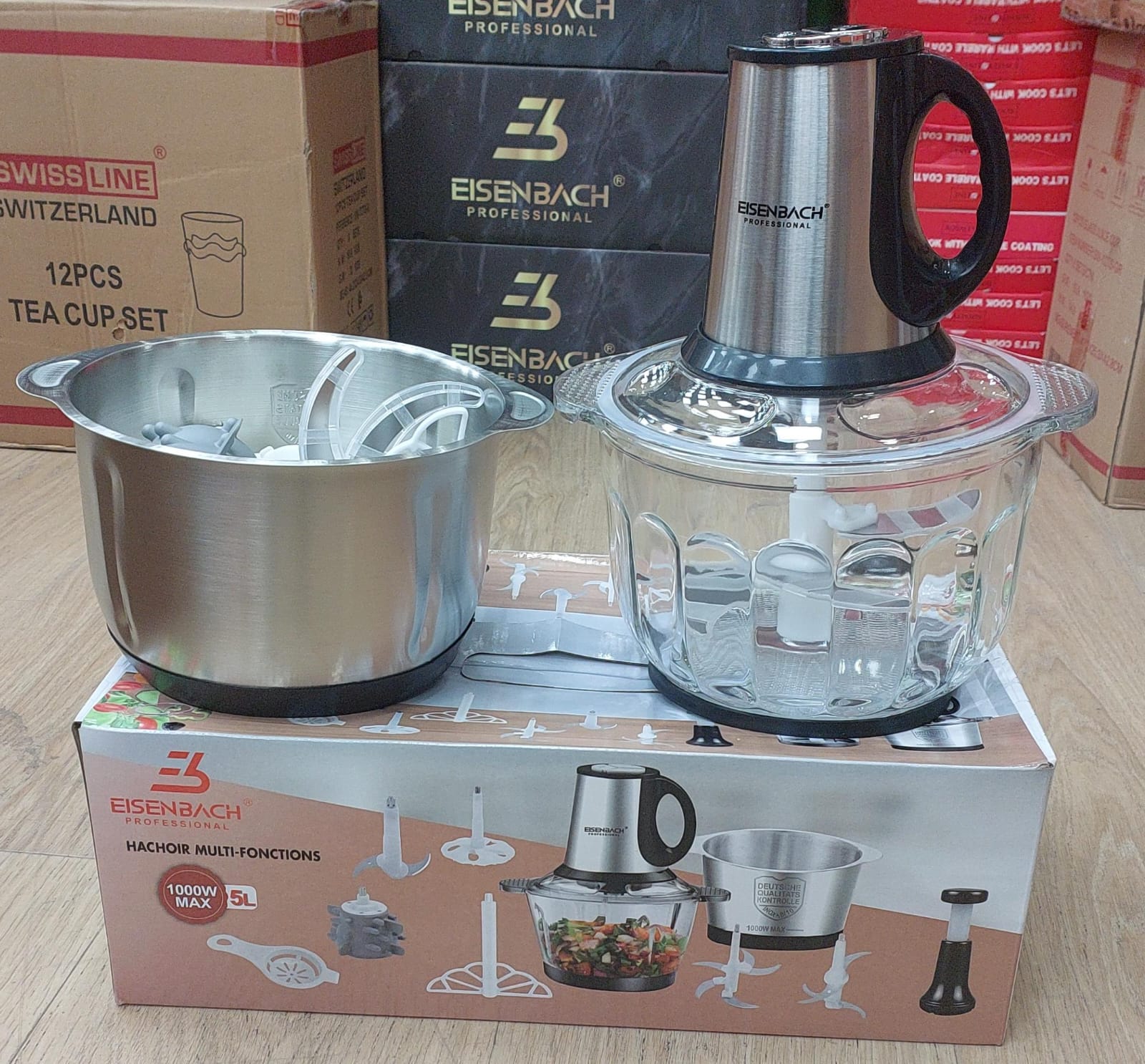 Hachoir 5L bac verre + bac inox 5L 1000W RB