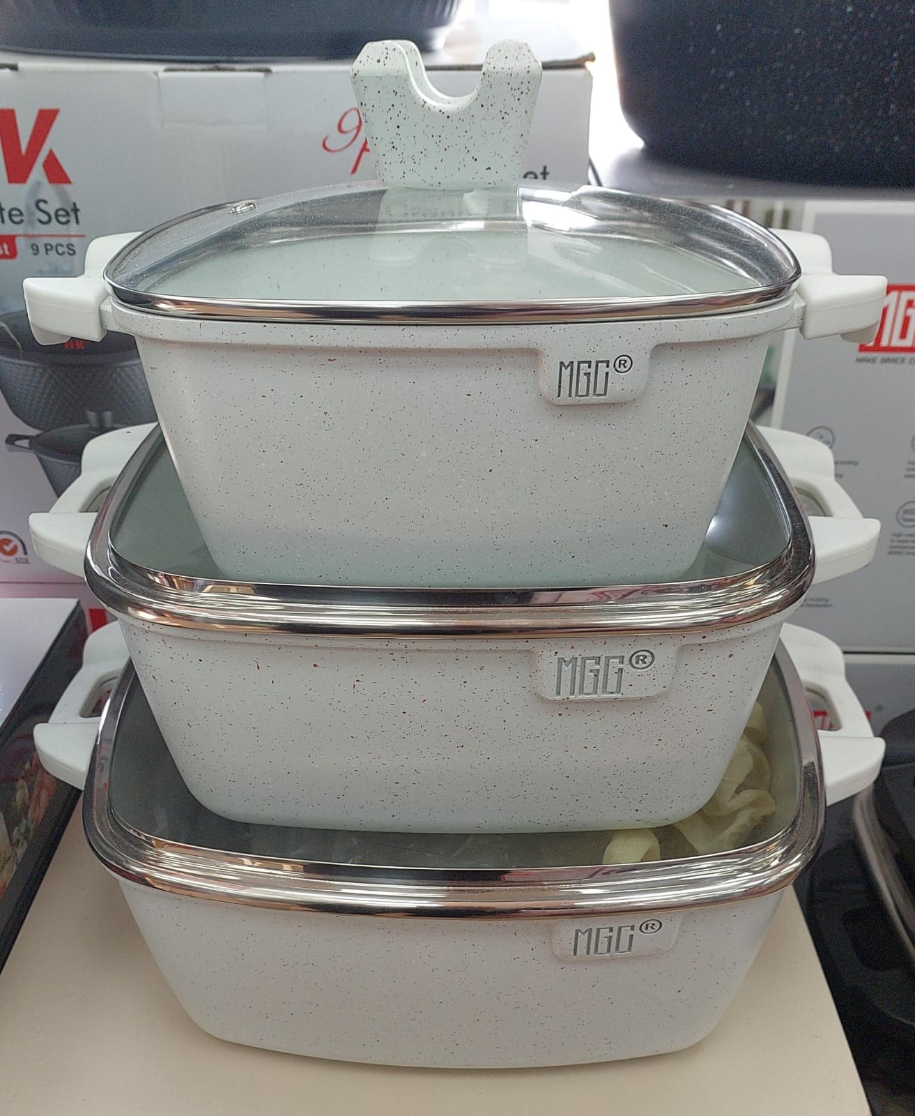 Faitout carré en céramique 20cm+24cm+28cm 5 coloris MGC