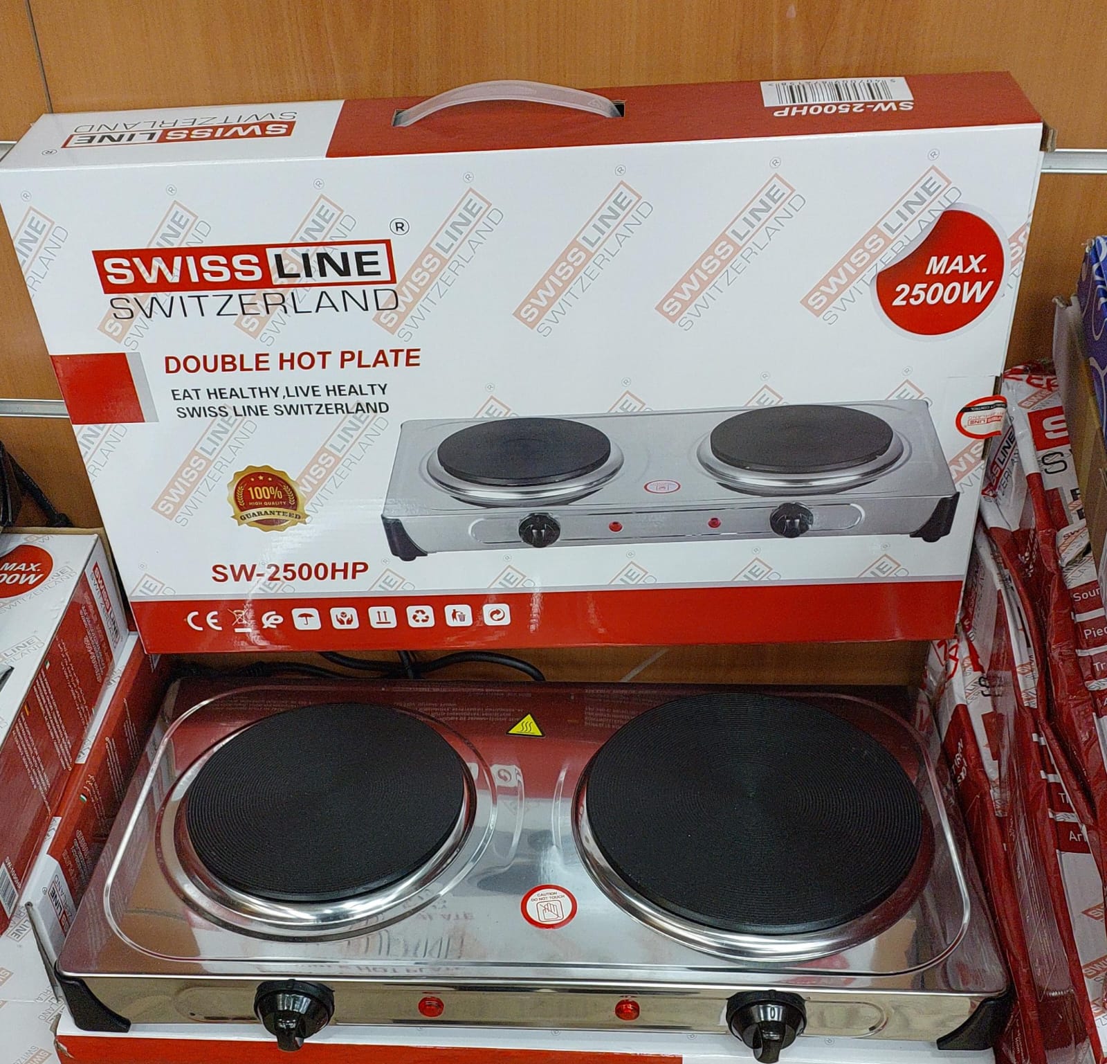 Plaque électrique 2500W inox 2 feux SL