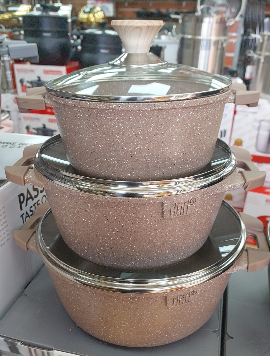 Faitout en céramique par 3 -20/24/28cm 2 coloris MGC