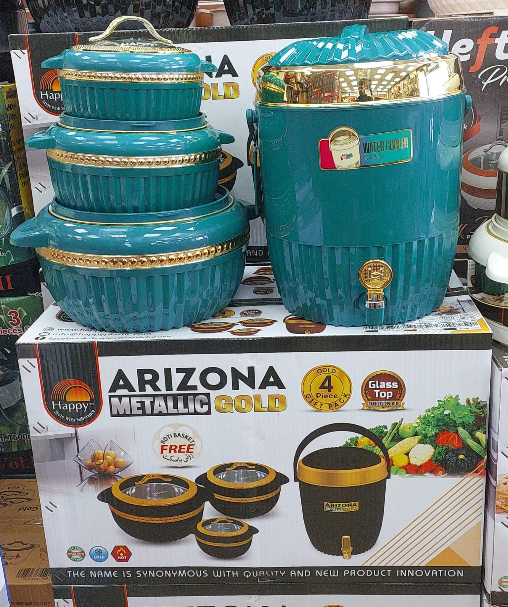 Thermos alimentaire Arizona Metallic Rouge/ Vert/ Noir par 4 