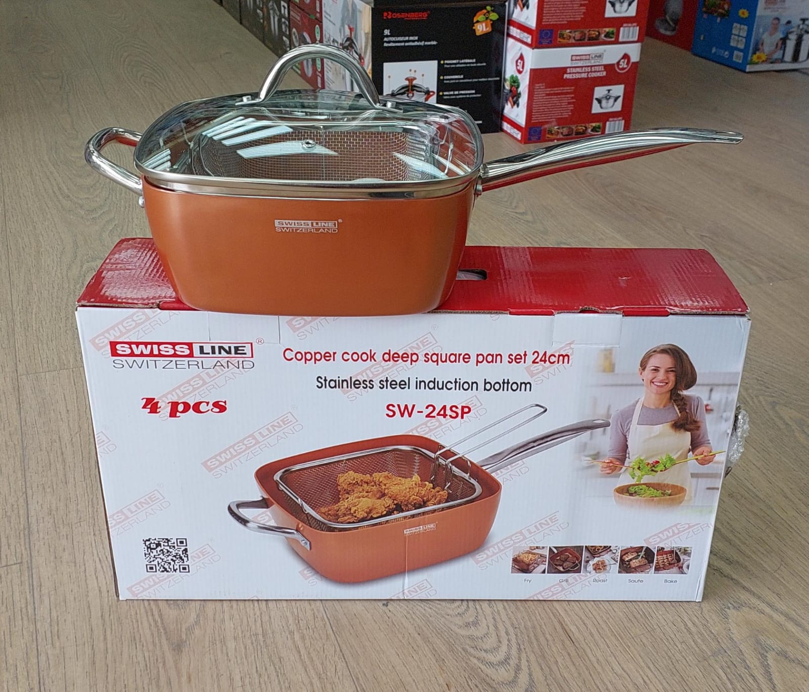 Poêle Friteuse carré 24cm 4 en 1 SL